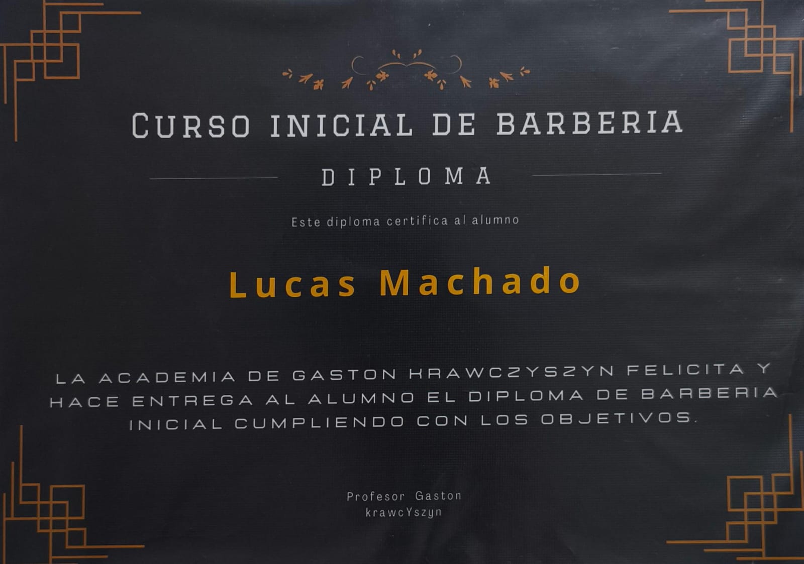 Certificad de Barbero